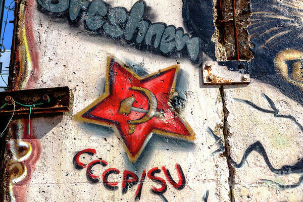 Cccp Red Start Art Print featuring the photograph CCCP Red Star on the Berlin Wall by John Rizzuto