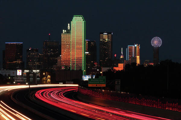 Nightlife Art Print featuring the photograph Dallas at Night by Rick Perkins