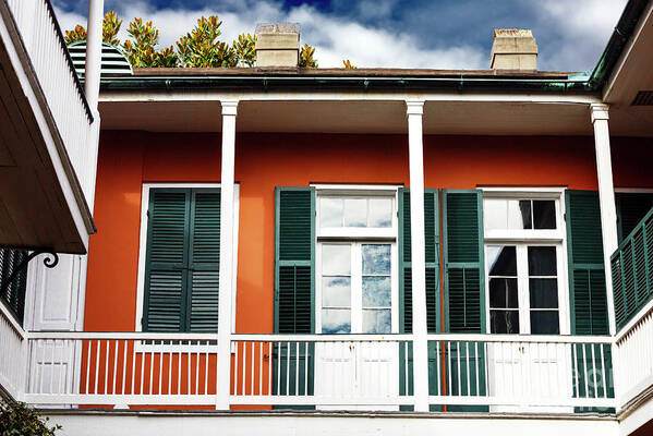 Balcony Art Print featuring the photograph New Orleans Creole Courtyard Balcony by John Rizzuto
