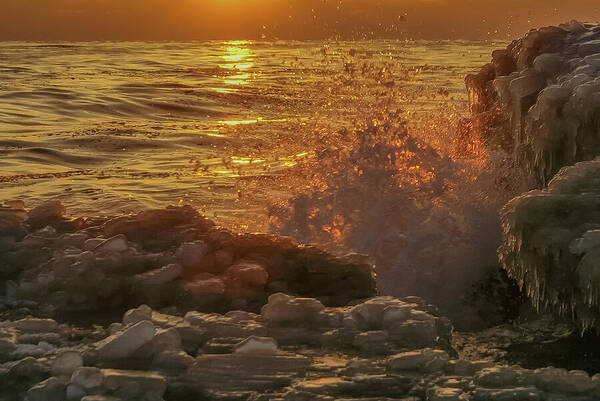 Lake Michigan Art Print featuring the photograph Icy Shores by Deb Beausoleil