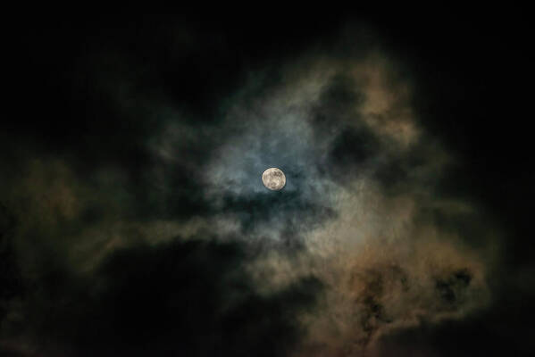 Moon Art Print featuring the photograph Moon Clouds by Martina Abreu