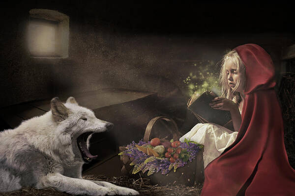 Wolf Art Print featuring the digital art Naptime Story by Nicole Wilde