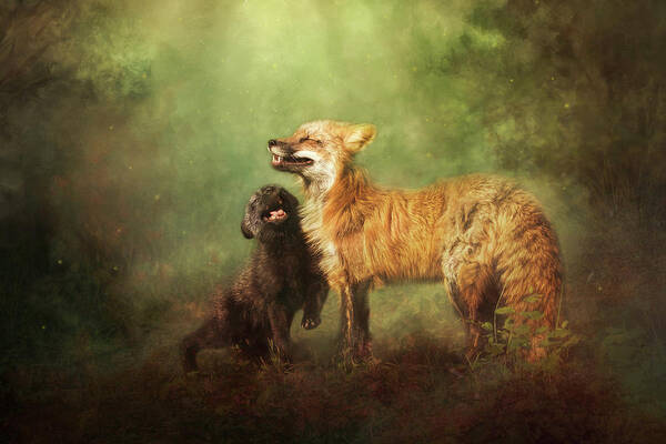 Fox Art Print featuring the digital art Perfect Bliss by Nicole Wilde