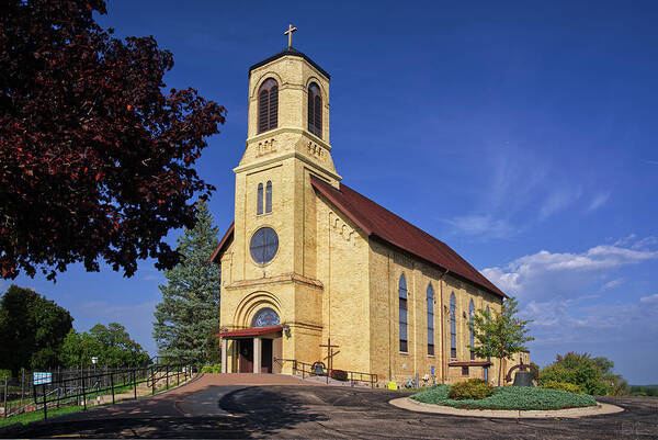 St Lawrence Art Print featuring the photograph St Lawrence Catholic Church at St Coletta School in Jefferson, WI #1 of 2 by Peter Herman