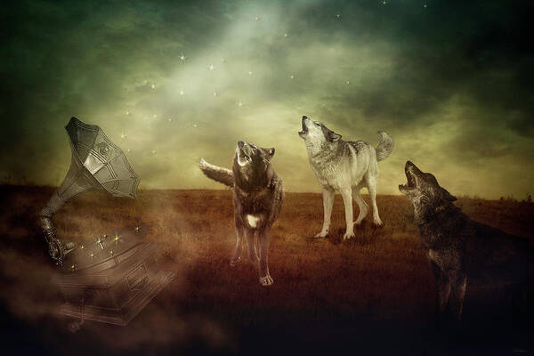 Wolf Art Print featuring the digital art The Sound of Magic by Nicole Wilde