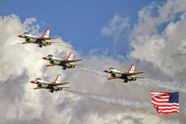 Usaf Thunderbirds Art Print featuring the photograph The Thunderbirds - Red - White and Blue by Donna Kennedy