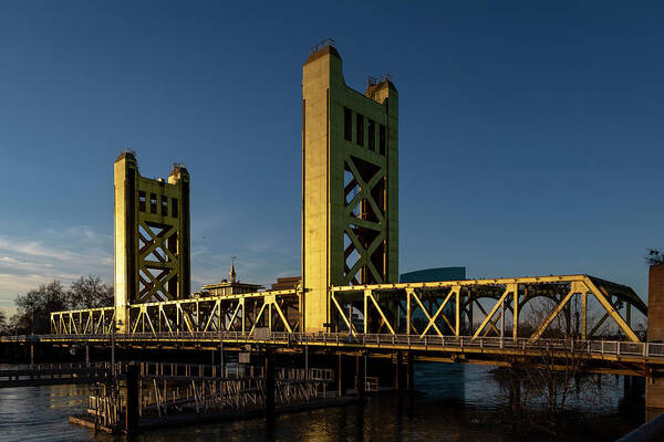 River Art Print featuring the photograph Tower Bridge Sunset Sacramento by Gary Geddes