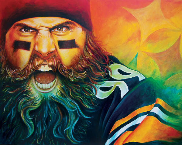 Pittsburgh Steelers Brett Keisel Art Print featuring the painting Fear Da Beard by Scott Spillman
