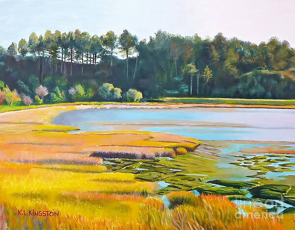 Marin County Marsh Art Print featuring the painting Marin County marsh by K L Kingston