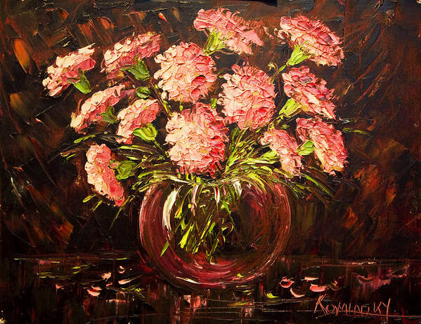 Nancy Art Print featuring the painting Pink Carnations Paint Along with Nancy PBS by Michaelalonzo Kominsky