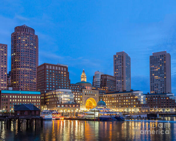 America Art Print featuring the photograph Rowes Wharf Glow by Susan Cole Kelly