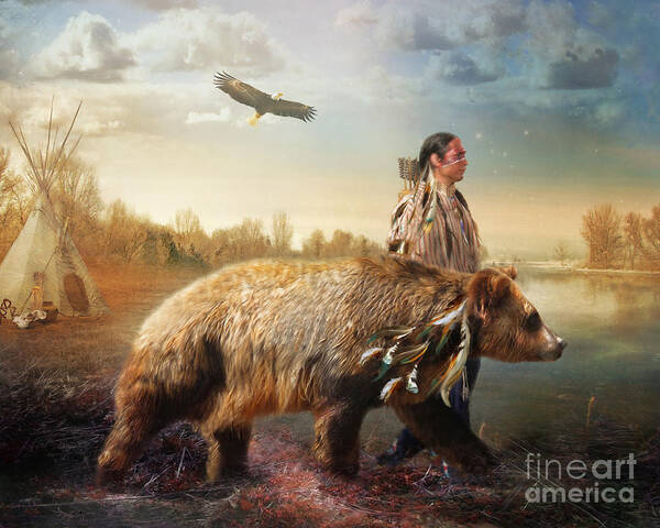 Bear Art Print featuring the digital art Sons of the Earth by Trudi Simmonds