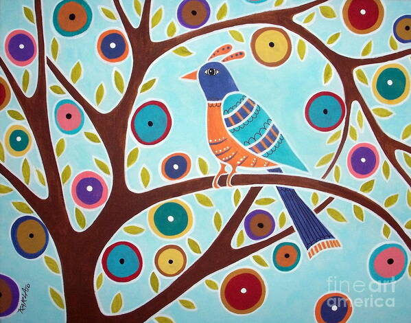 Folk Bird In Tree by Karla Gerard