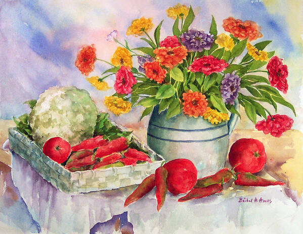 Vegetables Art Print featuring the painting Margie's Veggies by Barbel Amos