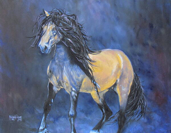 Wild Horses Mustangs Art Print featuring the painting The Warrior Inside by Melody Perez