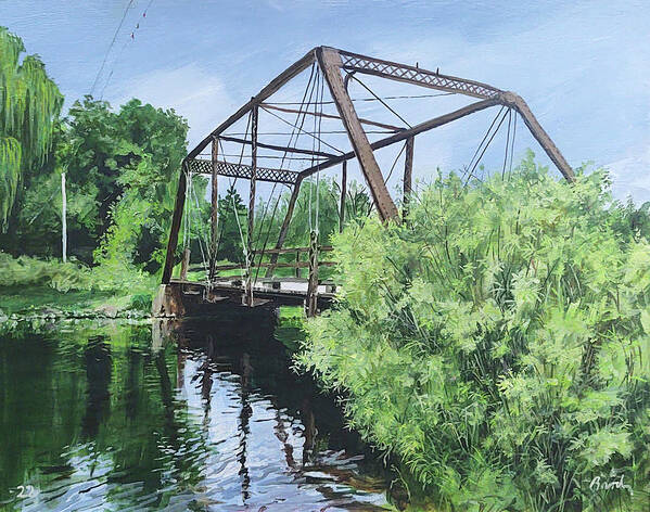 Bridge Art Print featuring the painting Gone Fishing by William Brody
