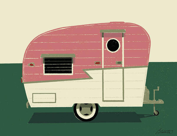 Camper Art Print featuring the digital art Vintage Camper Pink by Mary Lynn Blasutta