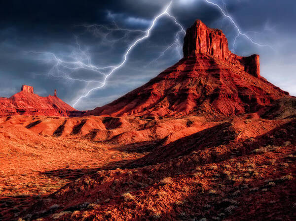 Storm Art Print featuring the photograph Desert Thunder Storm by Douglas Pulsipher