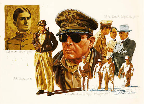 Portrait Art Print featuring the painting General MacArthur by Dick Bobnick