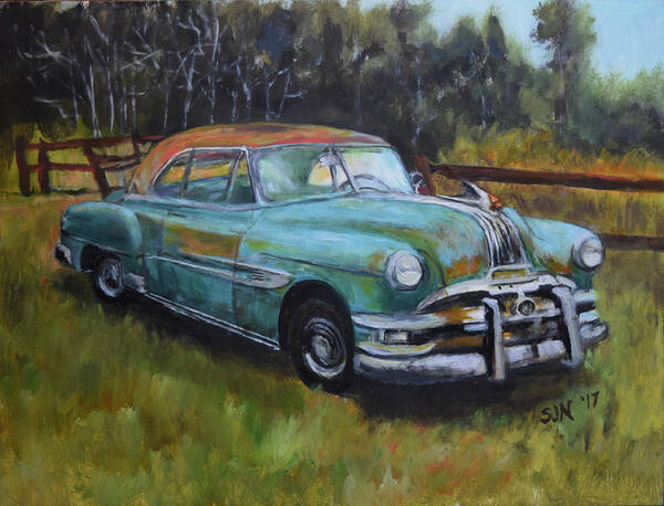 Vintage Car Art Print featuring the painting 1952 Pontiac Chieftain by Sandra Nardone