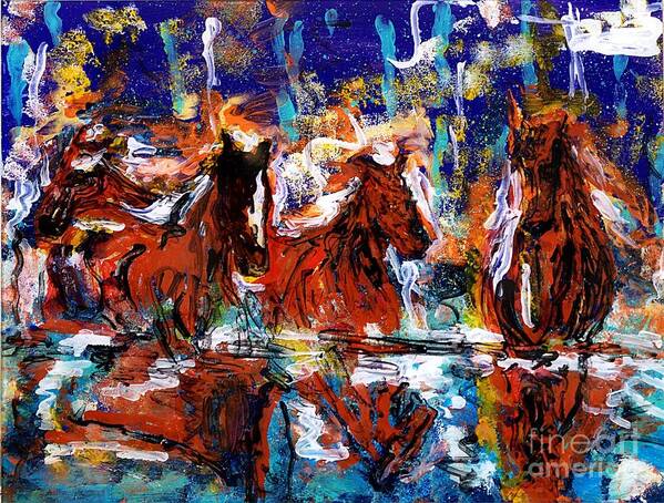 Abstract Colorful Painting Art Print featuring the painting Crossing water by Lidija Ivanek - SiLa
