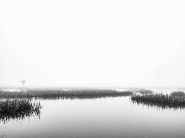 Beautiful Art Print featuring the photograph MARSH FOG - BLACK and WHITE PHOTO ART by Jo Ann Tomaselli