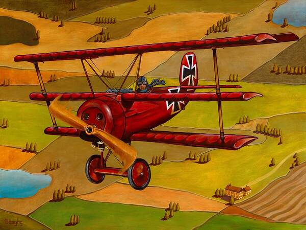 The Red Baron Art Print featuring the painting The Red Baron by Bryan Ubaghs