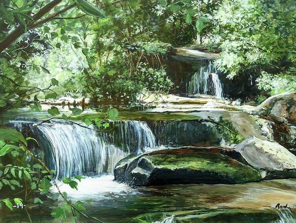 Waterfall Art Print featuring the painting Traveling On by William Brody