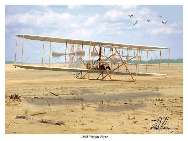Airplanes Art Print featuring the painting 1903 Wright Flyer by Mark Karvon