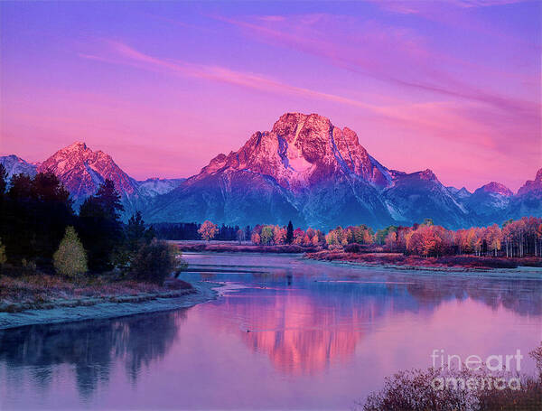Dave Welling Art Print featuring the photograph Dawn Oxbow Bend Fall Grand Tetons National Park by Dave Welling