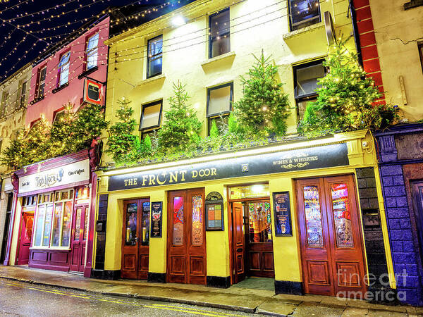 Front Door At Night Art Print featuring the photograph Front Door at Night in Galway by John Rizzuto