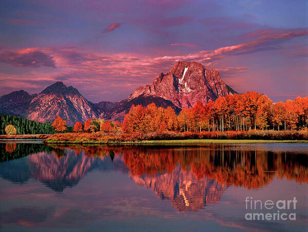 Dave Welling Art Print featuring the photograph Sunrise Mount Moran Oxbow Bend Grand Tetons Np by Dave Welling