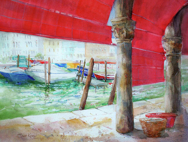 Venice Art Print featuring the painting View from Rialto Market-Venice by Sue Kemp
