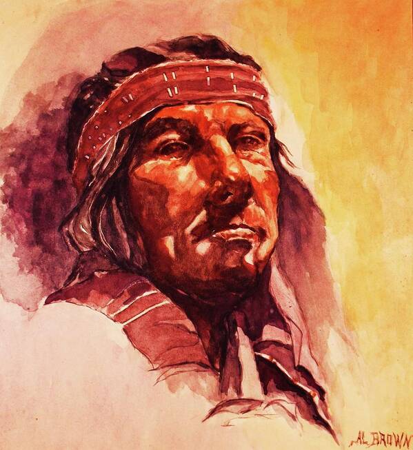 Portrait Art Print featuring the painting The Old Chief by Al Brown