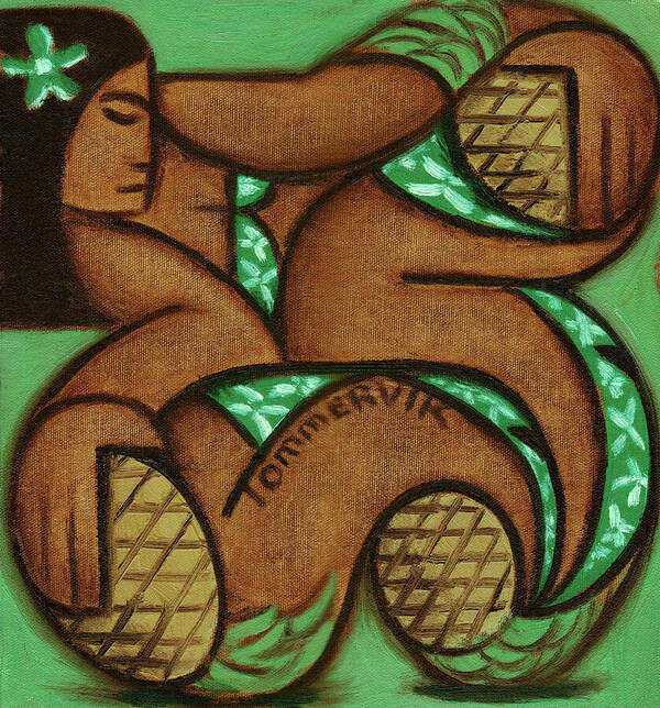 Pineapple Art Print featuring the painting Tommervik Hawaiian Woman Pineapple Art Print by Tommervik