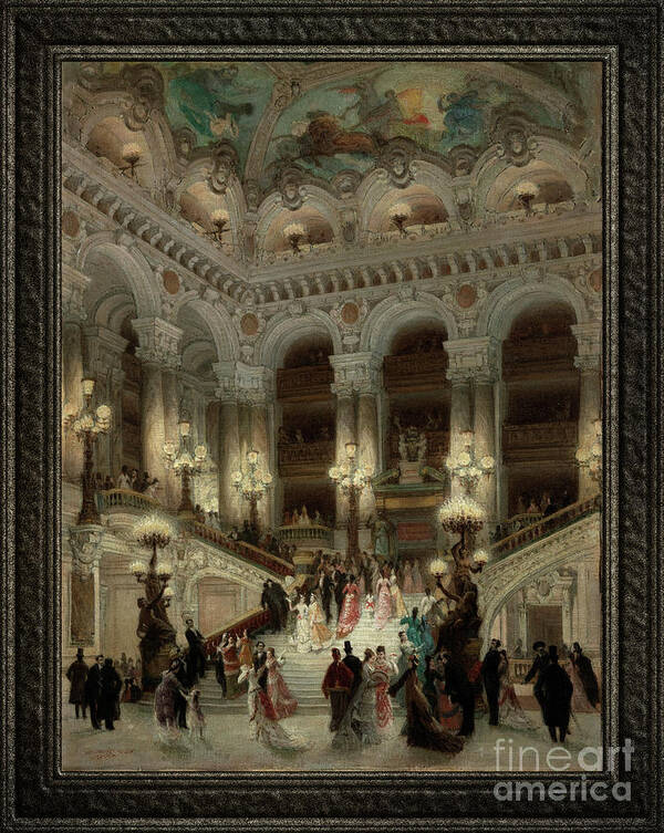L'escalier De L'opera Art Print featuring the painting L'escalier De L'Opera by Louis Beroud Classical Fine Art Reproduction by Rolando Burbon