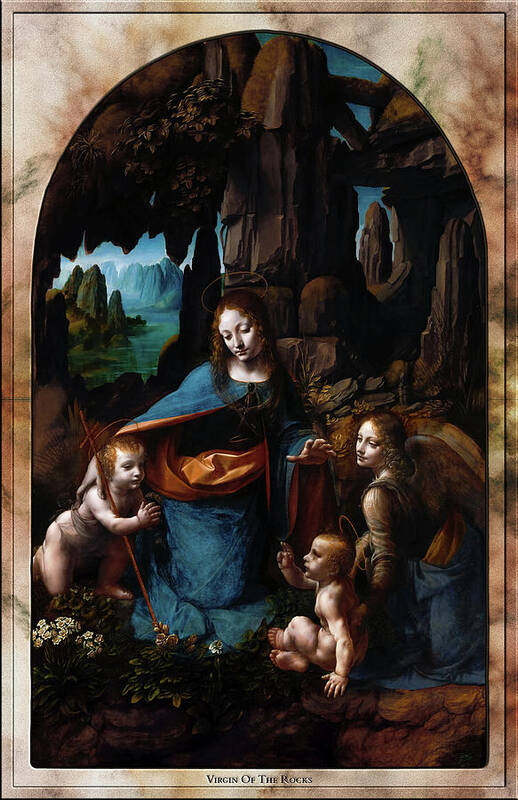 Virgin Of The Rocks Art Print featuring the painting Virgin Of The Rocks by Leonardo da Vinci by Rolando Burbon