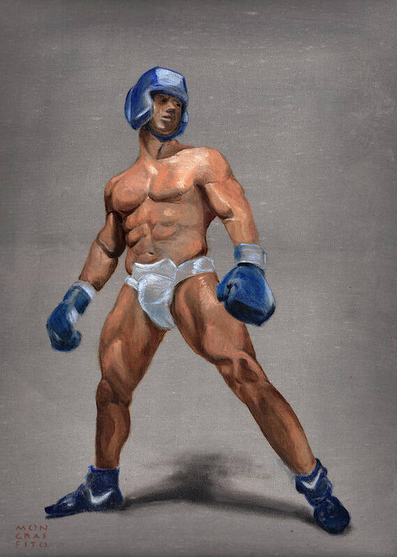 Oil Art Print featuring the painting Boxer by Mon Graffito