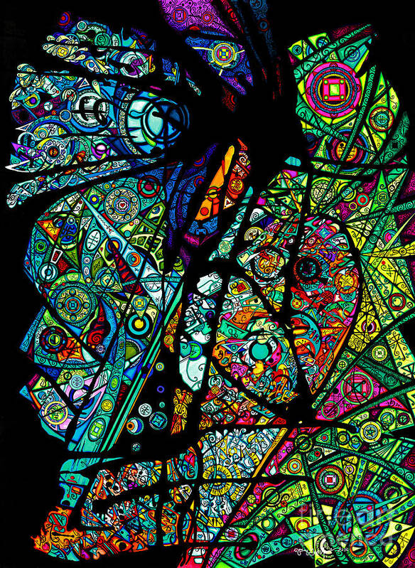 Valentine Gift Art Print featuring the drawing Facets of Love by Joey Gonzalez