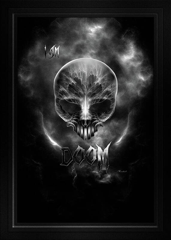 Doom Art Print featuring the digital art I Am Doom Fractal Gothic Skull by Xzendor7