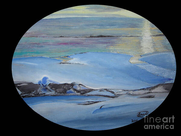 Seascape Art Print featuring the painting Frozen #1 by Saad Hasnain
