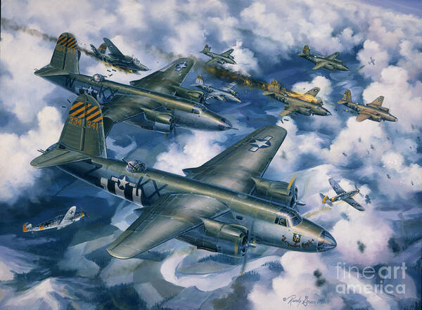 Aviation Art Art Print featuring the painting Achtung Zweimots by Randy Green