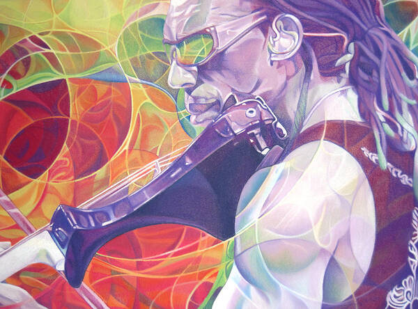 Boyd Tinsley Art Print featuring the drawing Boyd Tinsley and Circles by Joshua Morton