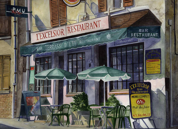 Cafe Painting Art Print featuring the painting L'Excelsior Cafe by Terri Meyer