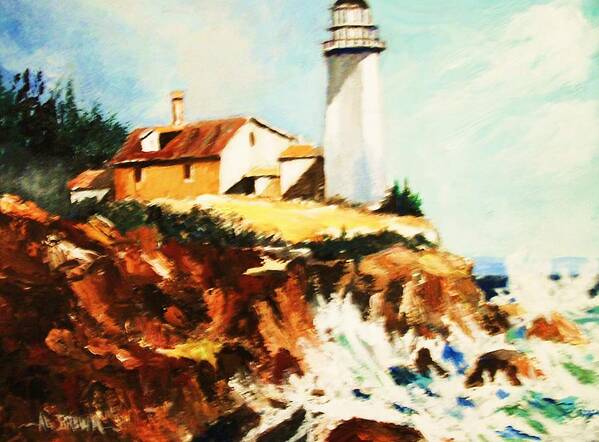 Light Houses Art Print featuring the painting Morning Light by Al Brown