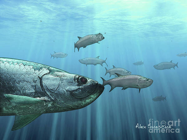 Bonefish Art Print featuring the painting Full Moon Platoon by Alex Suescun