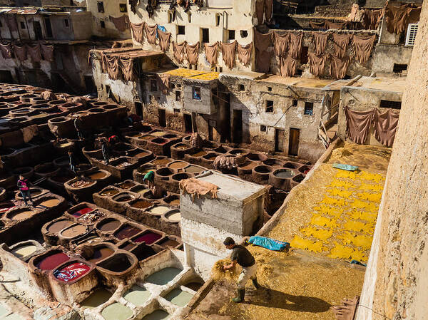 Fes Art Print featuring the photograph Leather tanneries of Fes - 3 #1 by Claudio Maioli