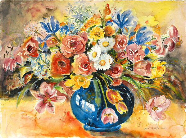 Still Life Art Print featuring the painting Blue Vase #3 by Ingrid Dohm