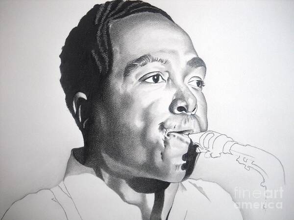 Black Art Art Print featuring the drawing Charlie by Sonya Walker