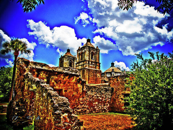 Art Art Print featuring the photograph Concepcion Towers and Ruined Wall by Chas Sinklier